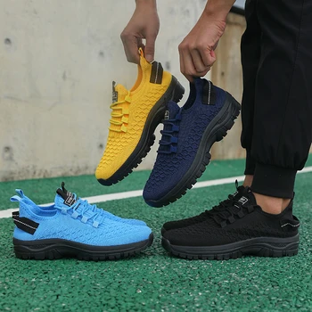 أحذية جري كاجوال محبوكة للرجال مضادة للانزلاق ونعل ناعم قابل للتنفس أحذية رياضية خارجية خفيفة الوزن وأنيقة للتدريب في صالة الألعاب الرياضية 2