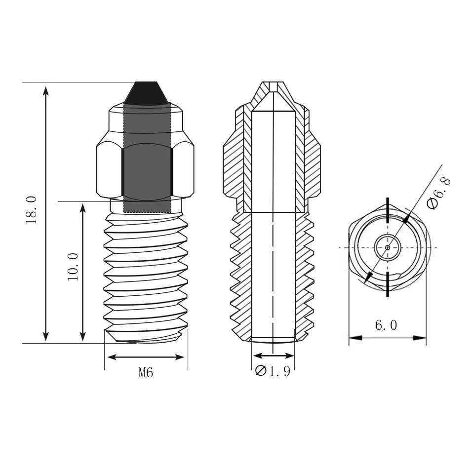 1pc Bimetal Nozzzle For ELEGOO Neptune 4 3D Printer Parts DLC Hardened Steel Bi-metal Nozzles For Neptune 4 Pro Hotend image 2