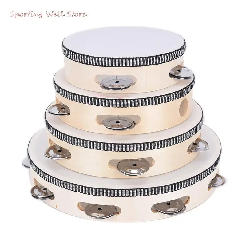 Hand Tambourine 6" Musical Instruments Tambourine Drum Children Educational Round Percussion For KTV Party Dancing Toys