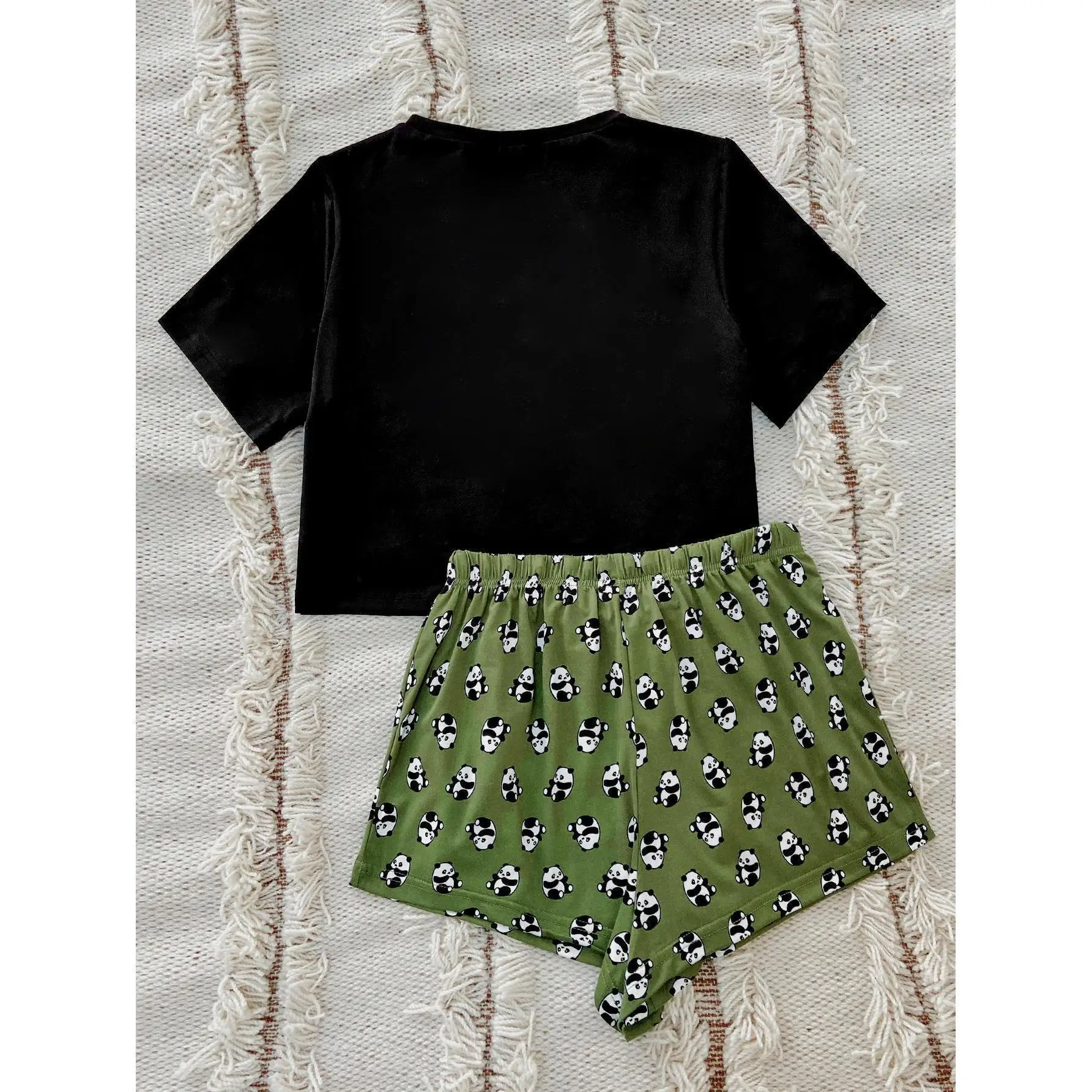Women's Homewear Summer Cute Casual Short-sleeved Shorts Two-piece Pajama Women