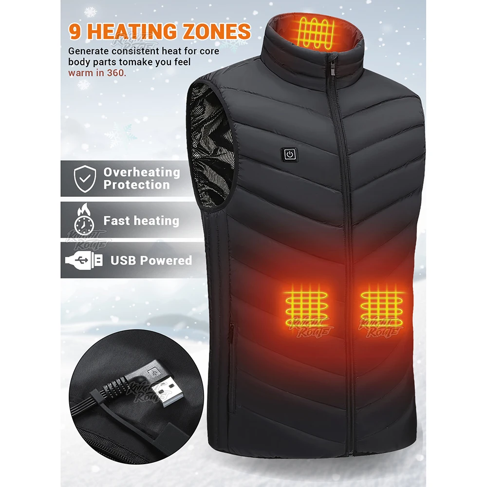 Self Heated jacket Heating Vest 9Areas Men's Thermal Women's USB Heated Vest Warm Clothing Fishing Camping Washable Winter