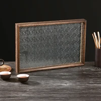 Retro Begonia Flower Tray Rectangular Plate Household Wooden Dessert Plate Tea Plate Glass Plate Living Room Desktop Decoration 2