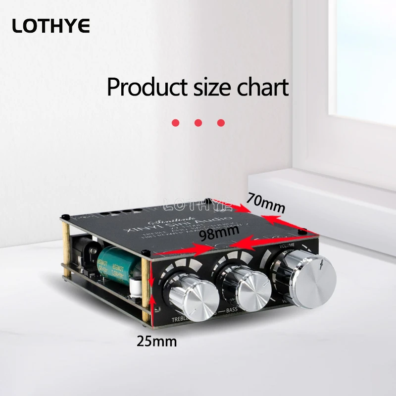 100w+100w 블루투스 5.0 파워 오디오 앰프 보드 TPA3116D2 앰프 스테레오 고음 및 저음 조정 홈 시어터