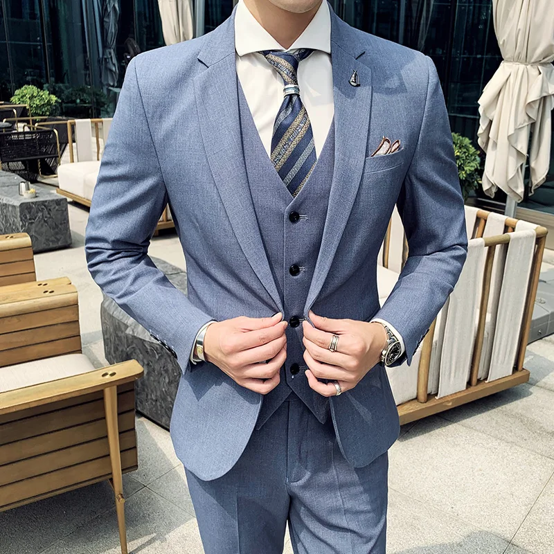 Formal suit Men's Three-piece suit set Casual business wedding banquet Outfit Vest Trousers