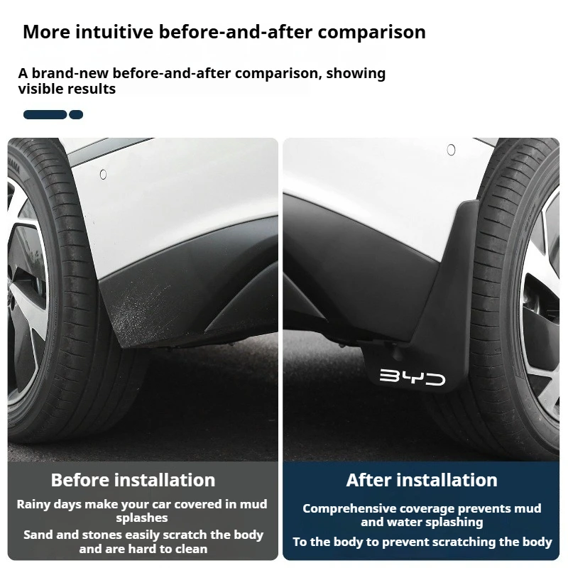 BYD 씰라이언 06 EV DMI용 4개 자동차 머드 플랩 앞뒤 휠 펜더 무타공 방진 머드가드 자동차 액세서리