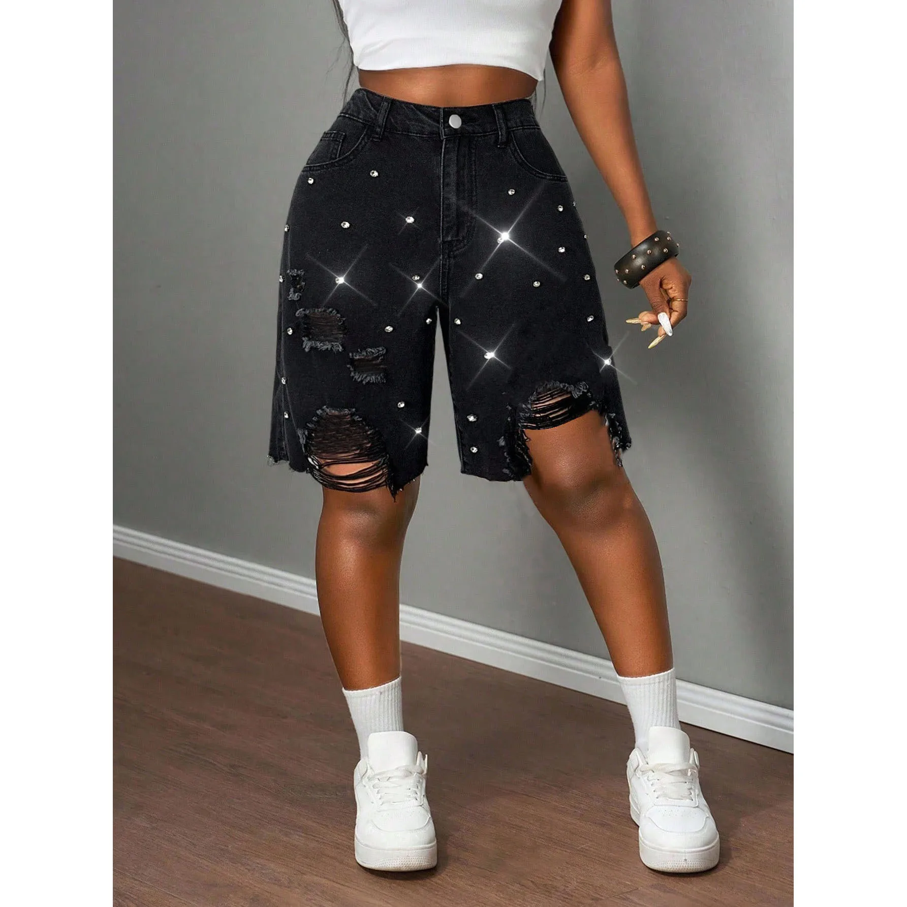 OIQERE Jeans Jorts detail