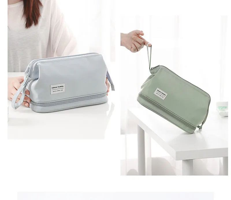 

New Waterproof Toiletry Bag Men Shaving Kit Travelling Bag Large Capacity Wet Dry Separation Double Layer Cosmetic Bag For Women