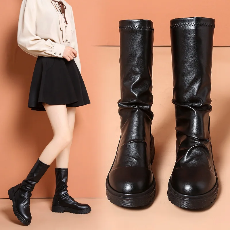 2021 Autumn Winter New Temperament Women's Boots Nonslip Chic Thick
