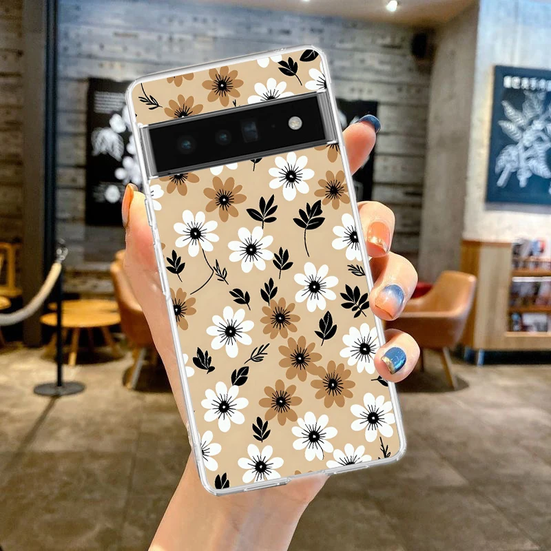 Clear TPU Transparent Phone Case with Floral Art Design