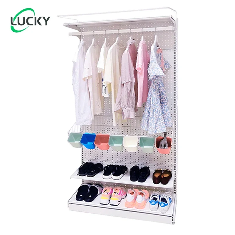 Cloth rack pegboard display wardrobe cabinet for apartment bedroom
