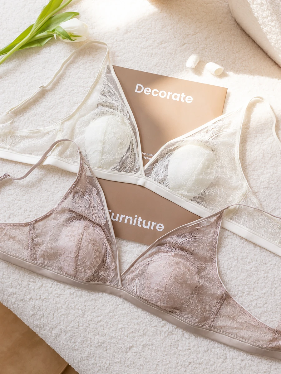 Sexy Underwear Lace Thin Bra French Summer Mulberry Silk Underwear