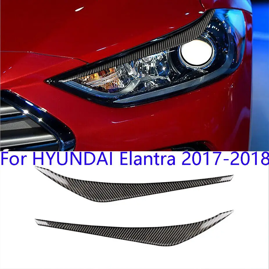

For Hyundai Elantra AD 2016-2018 Front Headlight Eyelids Eyebrow Eye Lids Trim Cover Sticker Carbon Fiber Car Accessories