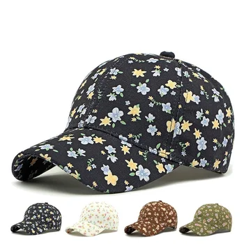 Berretto da baseball da donna in cotone floreale nuova primavera estate donna stampa protezione solare coreana cappello da sole carino per donna 1