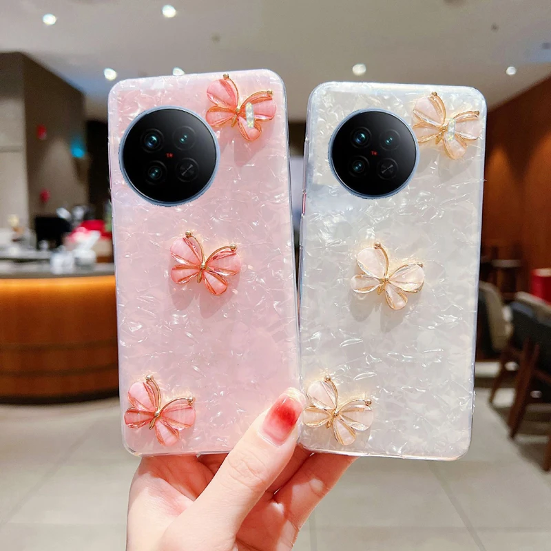 

Shockproof Silicone Phone Case For VIVO X70 Pro X80 Pro X90 Pro Case Butterfly decoration Protection Back Cover phone shell