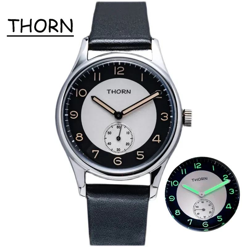 THORN SHY021 Men Watch 37.8MM Quartz Movement Sterile Dial K1 Glass 5ATM Luminous Hand Clock for Man Retro Wristwatch 3