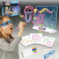 Kid LED Luminous Blackboard Dawing Toy 3D Colorful Light  Art Doodle Board Marker Pen Writing Pad Montessori Education Toy Gift 1