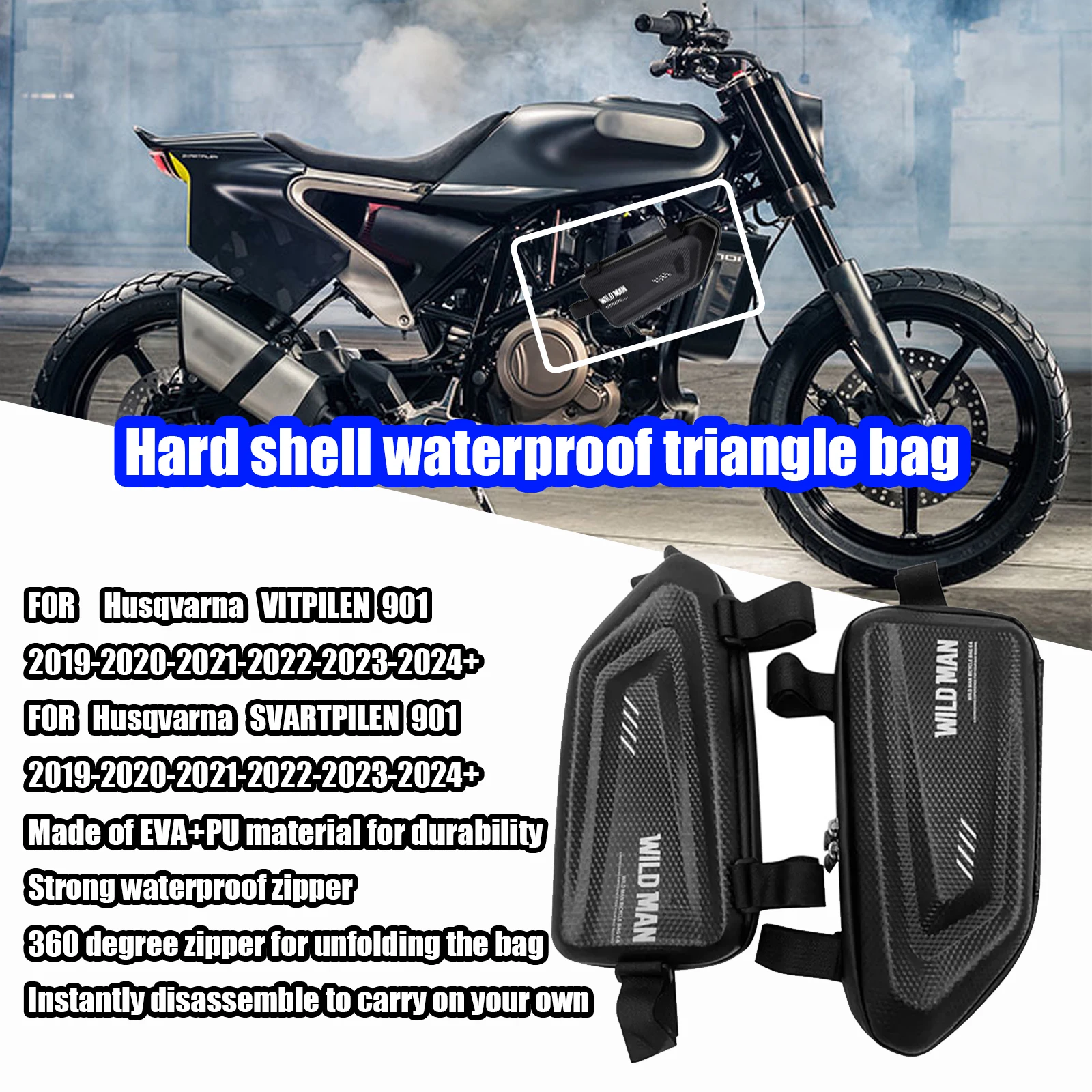 FOR VITPILEN 901 SVARTPILEN 901  motorcycle side bag waterproof triangle side bag hard shell bag  Accessories_voghion.com