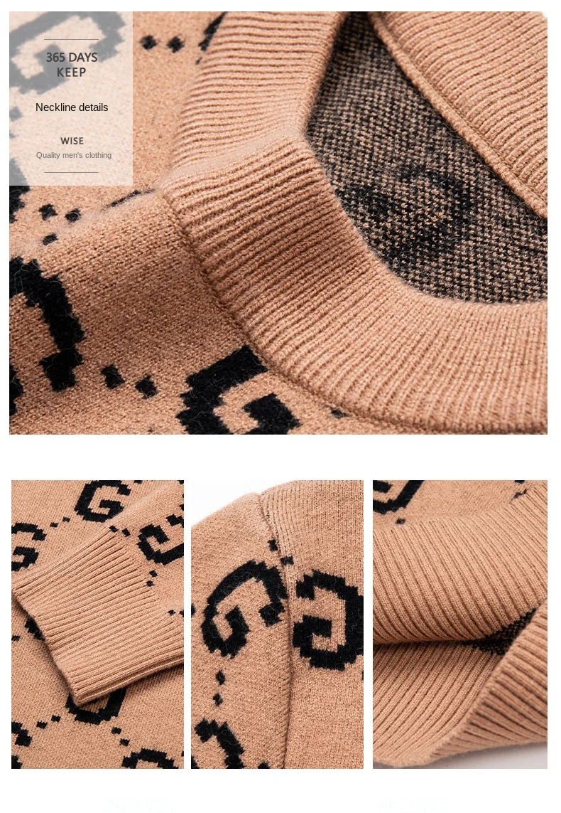 Top Grade Luxury New Fashion Brand Knit Pullover Knitted Sweater Crew Neck Men Designer Streetwear Casual Jumper Men Clothes mens turtle neck jumper