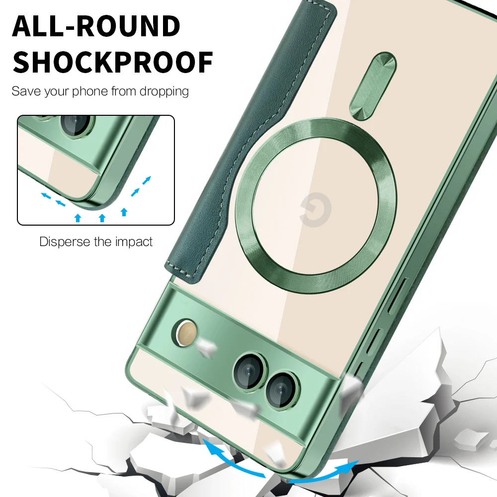 Electroplated Luxury Flip Leather Case with MagSafe Wireless Charging Protection