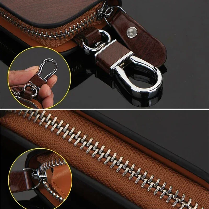 Leather Car Logo Key Case Cover and Key Chain Protective Bag