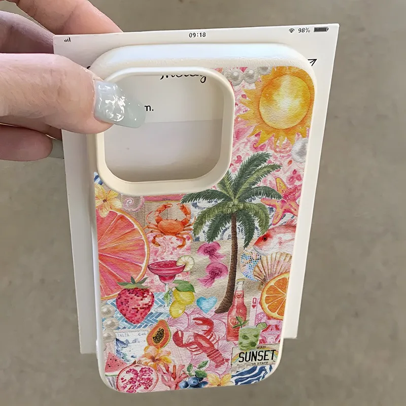 Summer Beach Party Lychee Texture Phone Case - Air Soft Cover