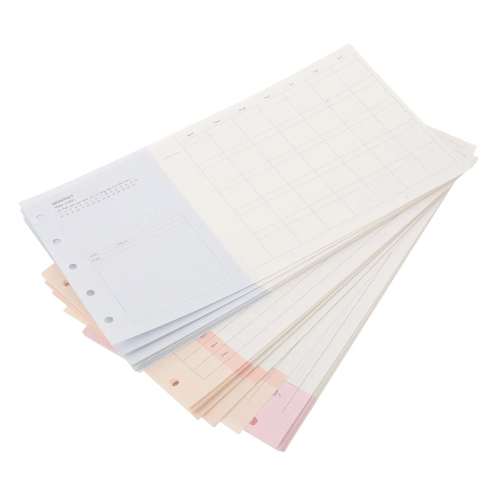 3세트 M5 트라이폴드 A6 플래너 인서트 5링 루즈리프 리필 용지 120gsm 깨끗한 필기 표면 데일리 위클리 먼슬리 오거나이저