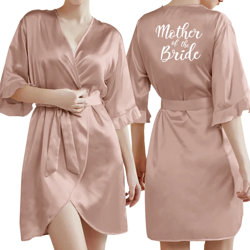 Rose Gold Women Bathrobe White Letter Bride Bridesmaid Mother Maid