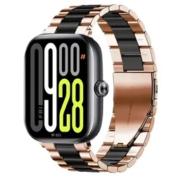 Enhanced Stainless Steel Strap - Premium Metal Bracelet Accessory, Replaceable Wristband for Xiaomi Band 9-8 Pro (Rose gold black)