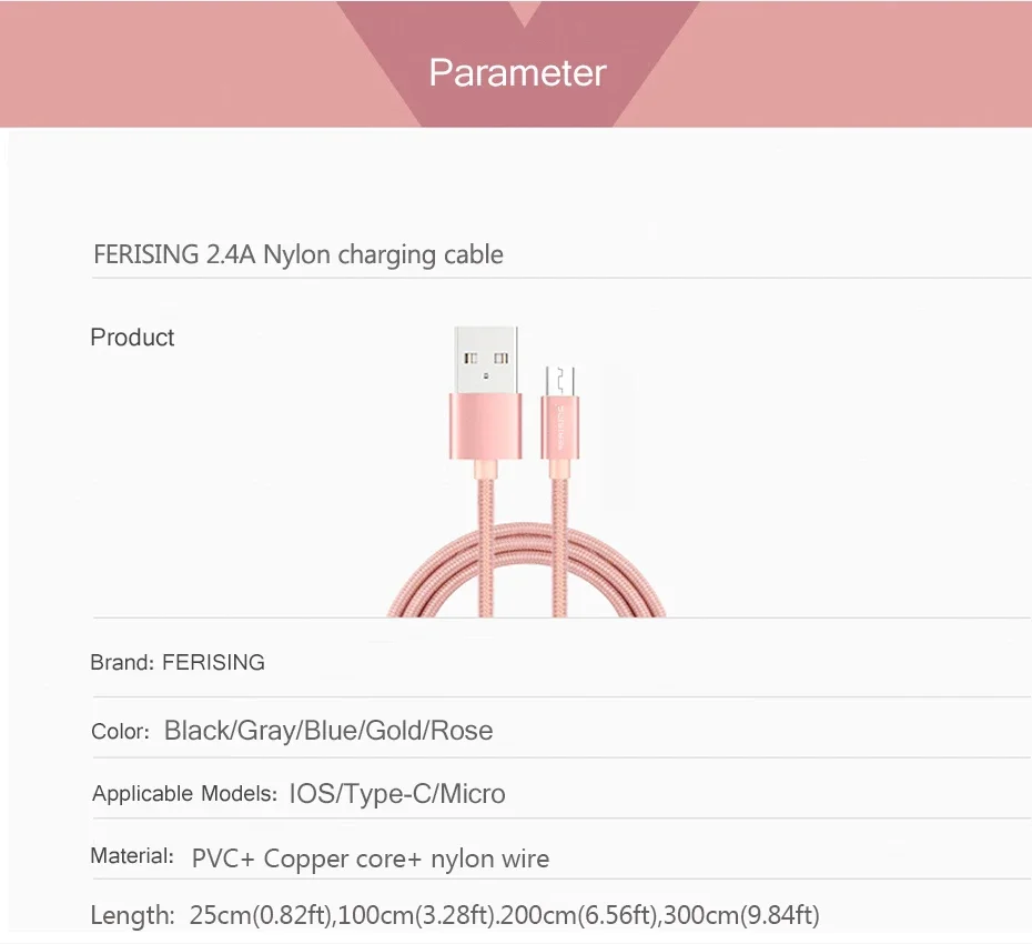 FERISING 2.4A USB C Cable For iPhone 16 15 14 13 12 Pro Xs Max X 8 ipad Fast Charging Type-C Charger Phone Data Cable Wire Cord