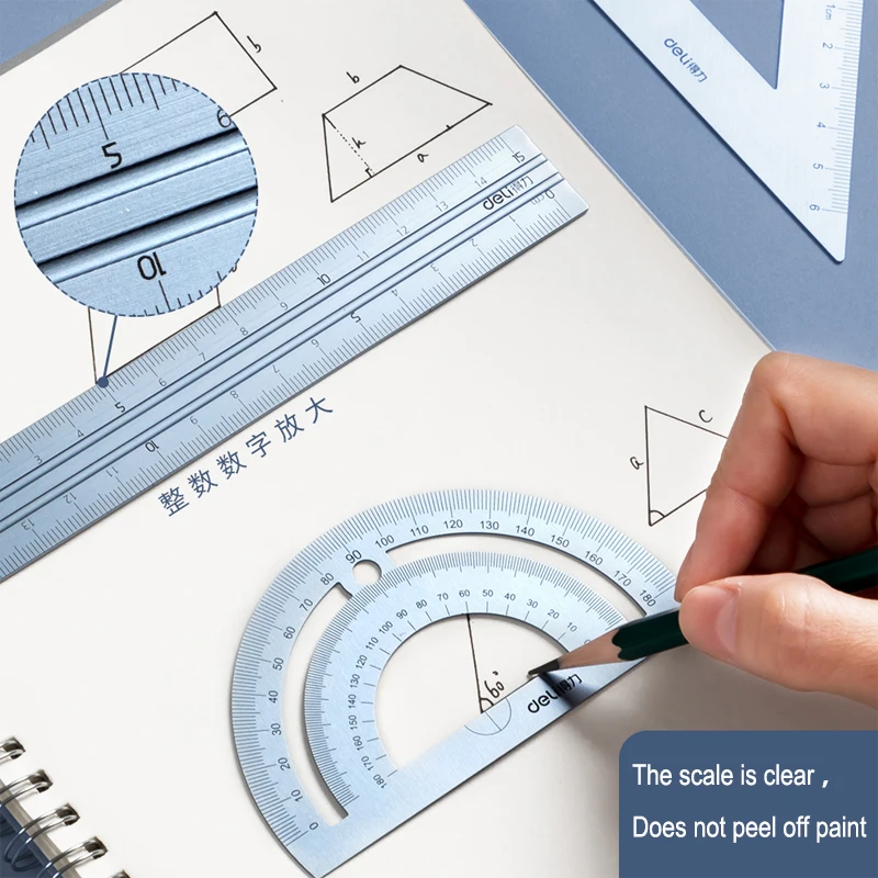 Ruler Set Metal Ruler Triangular Ruler for Kids Learning Office