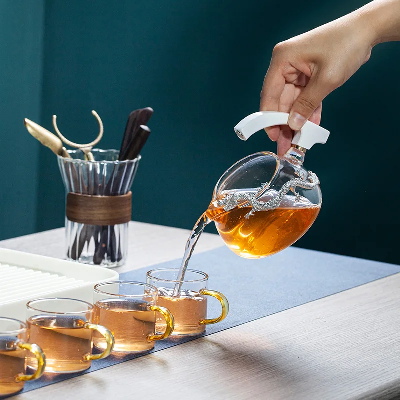 Astronaut Creative Fish Magnetic Glass Teapot Lazy Automatic Tea Making Pu'er Oolong Tea Set Infuser