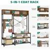 Entryway Hall Tree with Bench and Shoe Storage 55, 5-in-1 Farmhouse Freestanding Coat Rack Shoe Bench for Entrance, Living Room 5