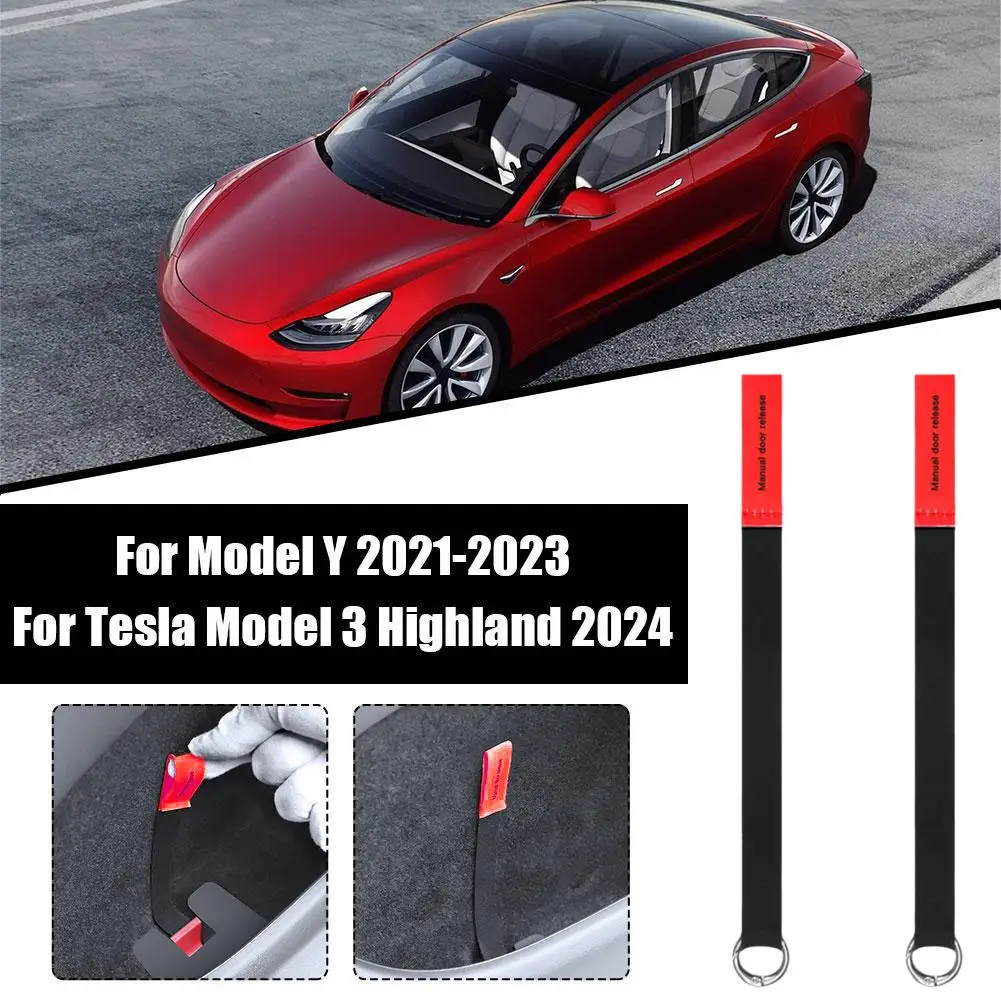 2PCS Rear Door Emergencies Safety Pull Rope For Tesla Highland For Model Y-Emergency Handle Car Accessory