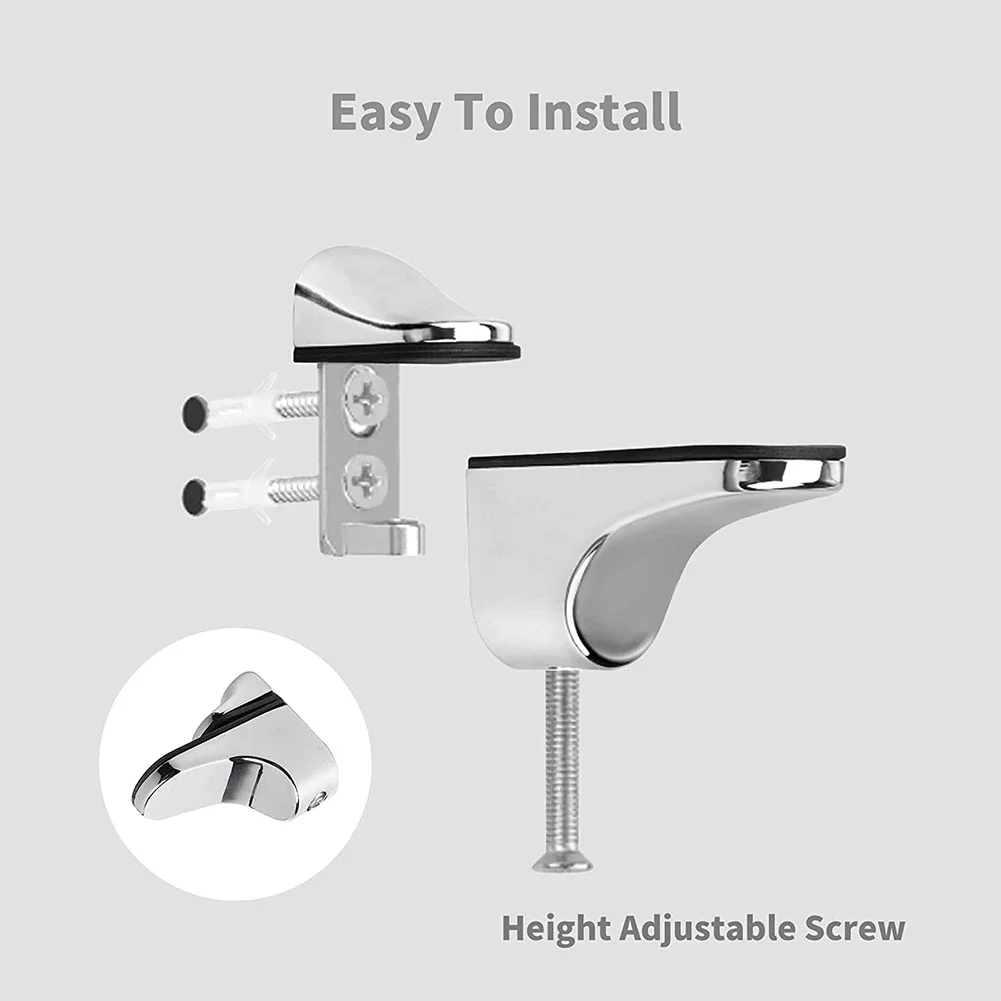 4pc Zinc Alloy Adjustable Shelf Clamp Glass Shelf Support Plate Holder Fish Mouth Glass Clamp Wood Bracket 55 X 24 Mm Glass Shelf Clamp Holder