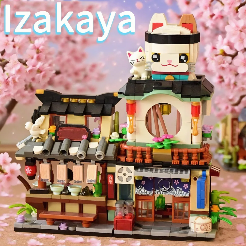 Creative Expert Mini Folding Street View Moc Ideen Japanische Izakaya Architektur MOC Blöcke Ziegel Lernspielzeug 789 Stück