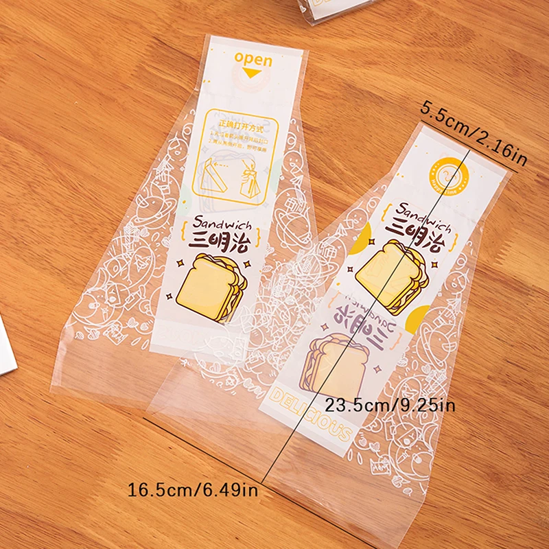 Sandwich Plastic Packaging Bags 100 Pcs For Bread Birthday Party