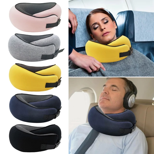 Almohada de viaje suave en forma de U, cojín Cervical de espuma  viscoelástica para el cuello y el avión - AliExpress