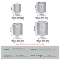 Boundless Voyage Titanium Double Walled Cups with Lid Stackable Metal Tea Coffee Drinking Mug Outdoor Portable Drinkware 2