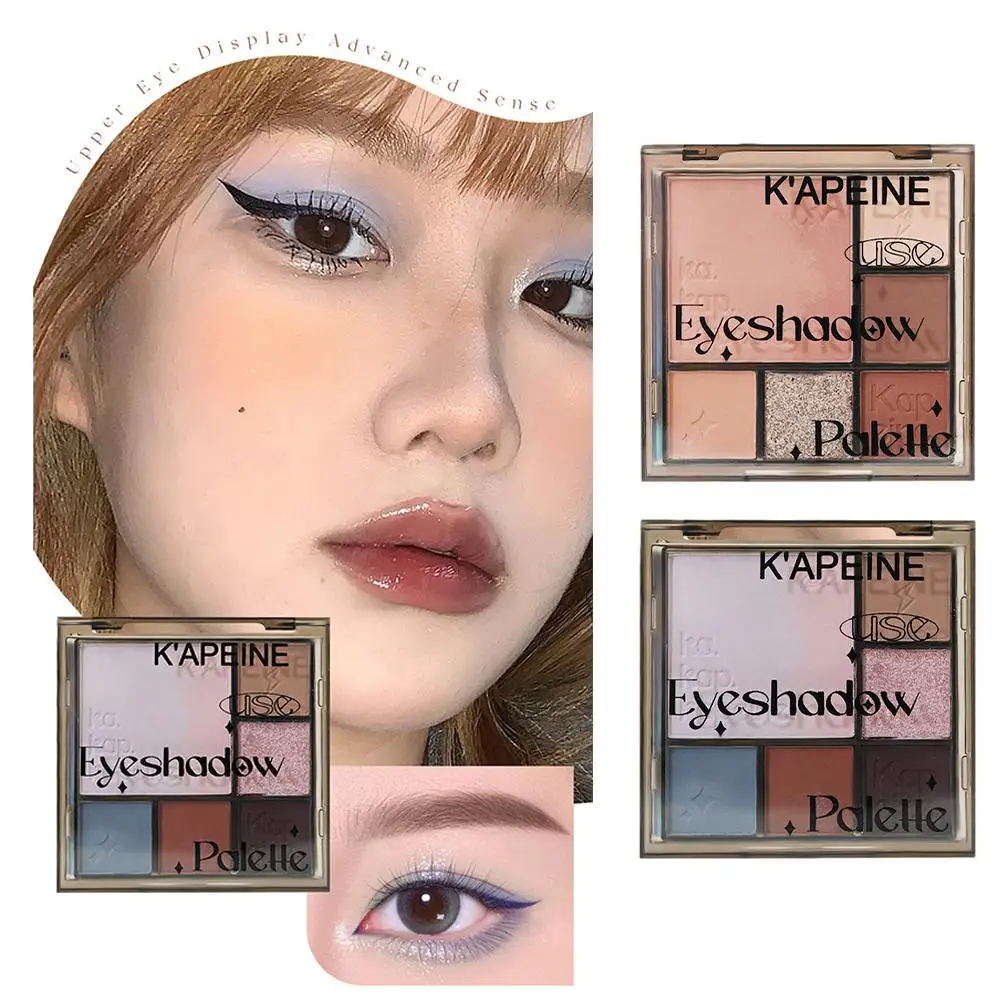 

6 Color Glitter Eyeshadow Palette Pearlescent Gradient Matte Makeup Eyeshadow Blush Contour Waterproof Face Cosmetics Palet F8O0