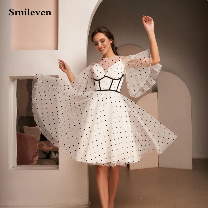 

Женское вечернее платье Smileven, из тюля в горошек, с тонкими бретелями