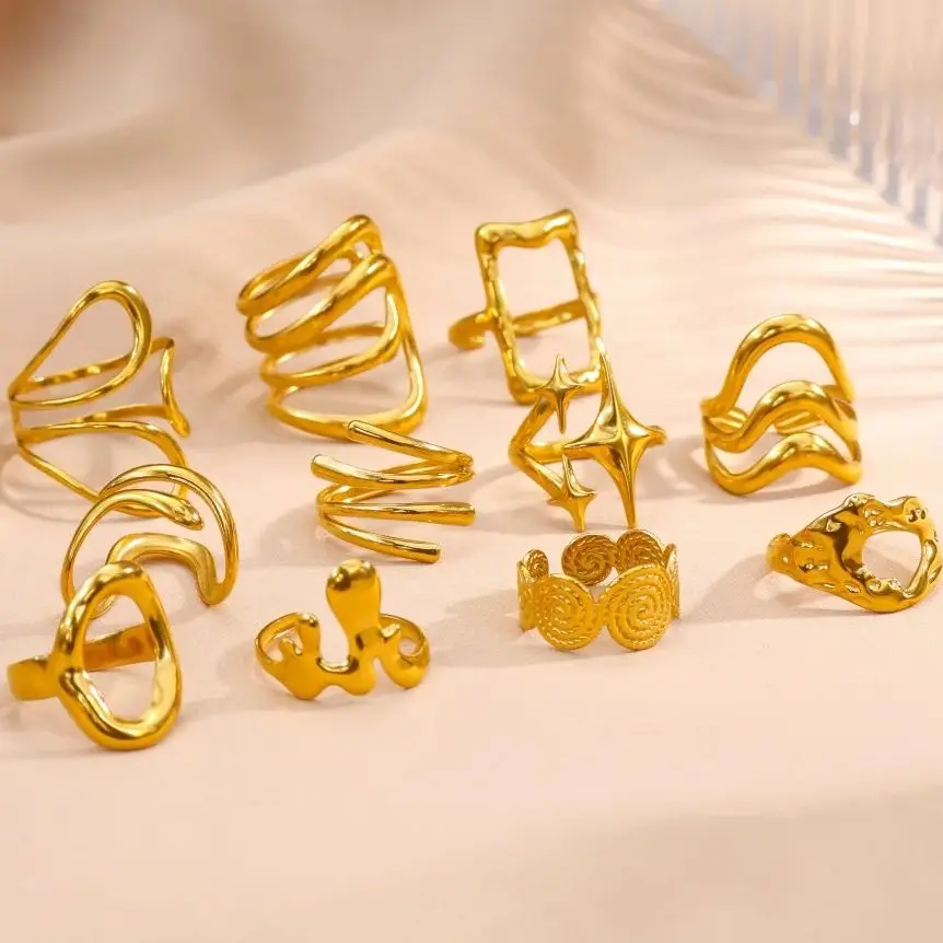 Gold Jewelry Geometry Shape Wedding Ring