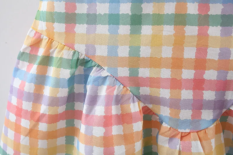 Sommer Neues süßes buntes kariertes Baby-Mädchenkleid, weißer Kragen, ärmellose Kinderkleidung (9 Monate – 3 Jahre alt) – Detail 7