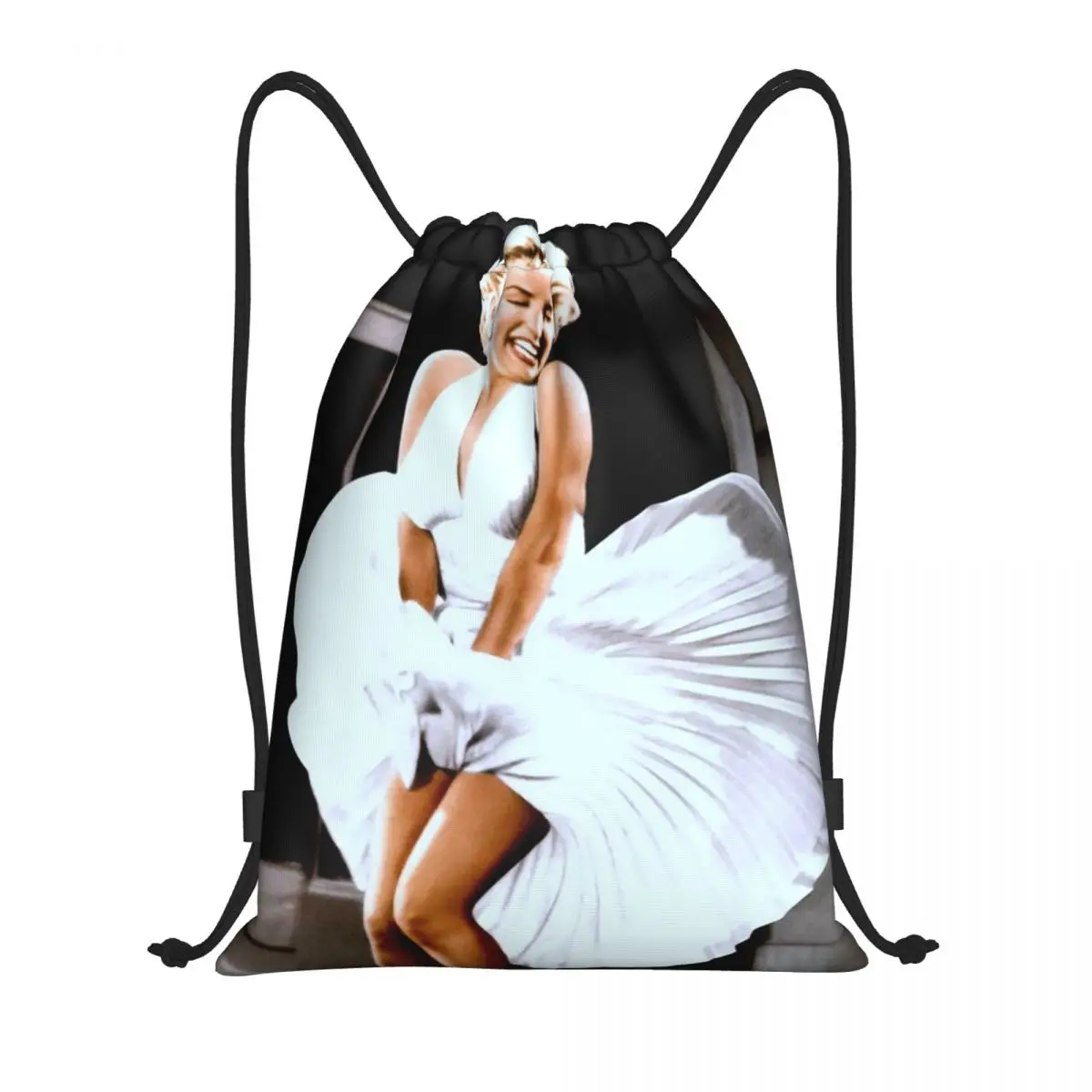 

Custom Marilyns Monroe Drawstring Bag Shopping Yoga Backpacks Women Men Scene Of Her Skirt Blowing Up Print Sports Gym Sackpack