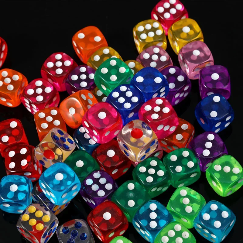 10 PCS/Lot Small Size Transparent Acrylic 6 Sided Dice Set Club/Party/Family Games 14mm game dice,dice set,acrylic dice