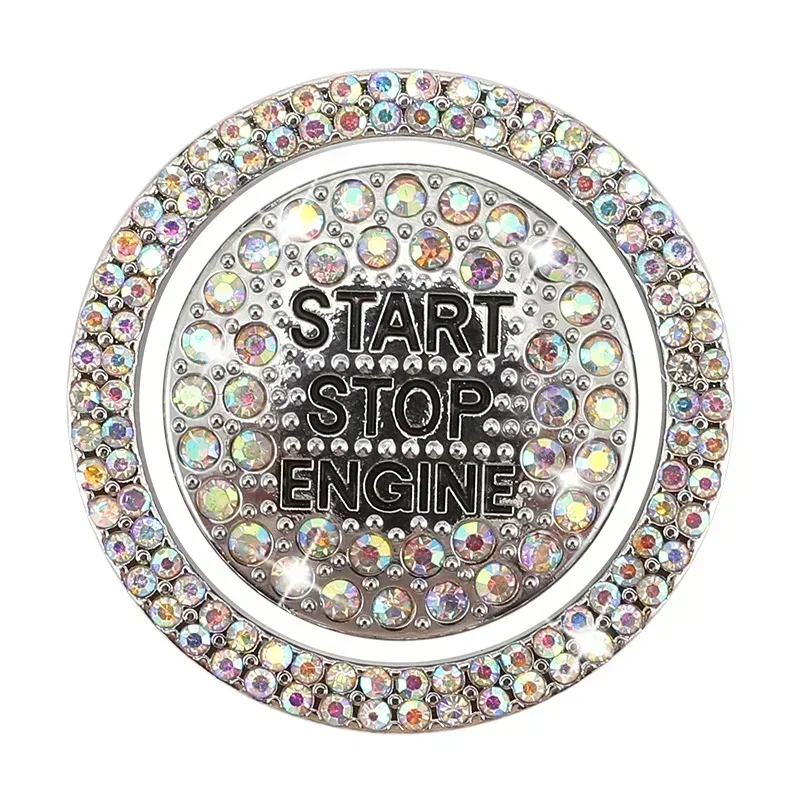 Car Start Switch Button Auto Decorative Diamond Stickers Rhinestone Ring Circle Trims Protective Cover Accessories