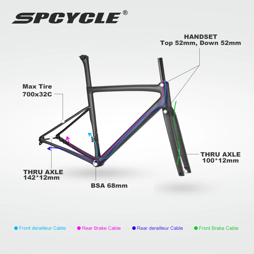 Spcycle R088 Carbon Road Bike Frame Disc Brake Full Hidden Cable UDH Hanger Lightweight Road Bicycle Frameset