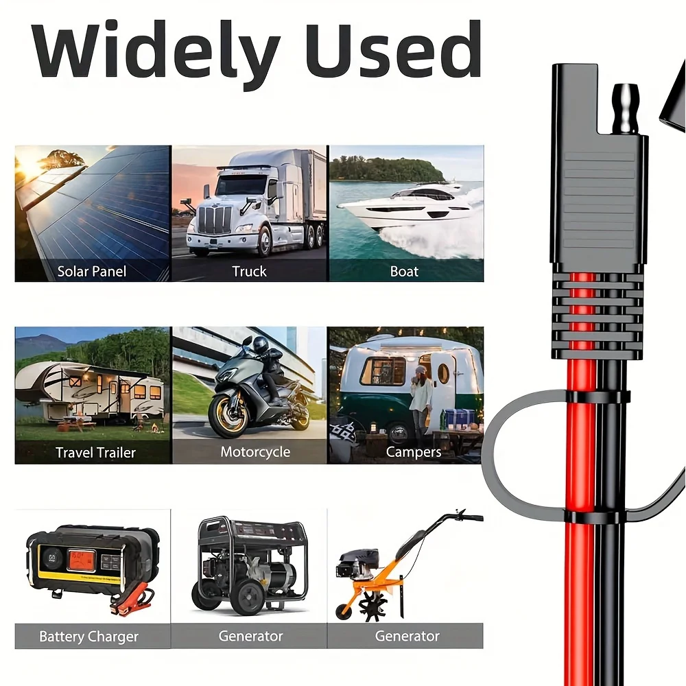 1.5M/59INCH 16AWG SAE Extension Cable with 10A Fuse Quick Disconnect Fit for RV Cars