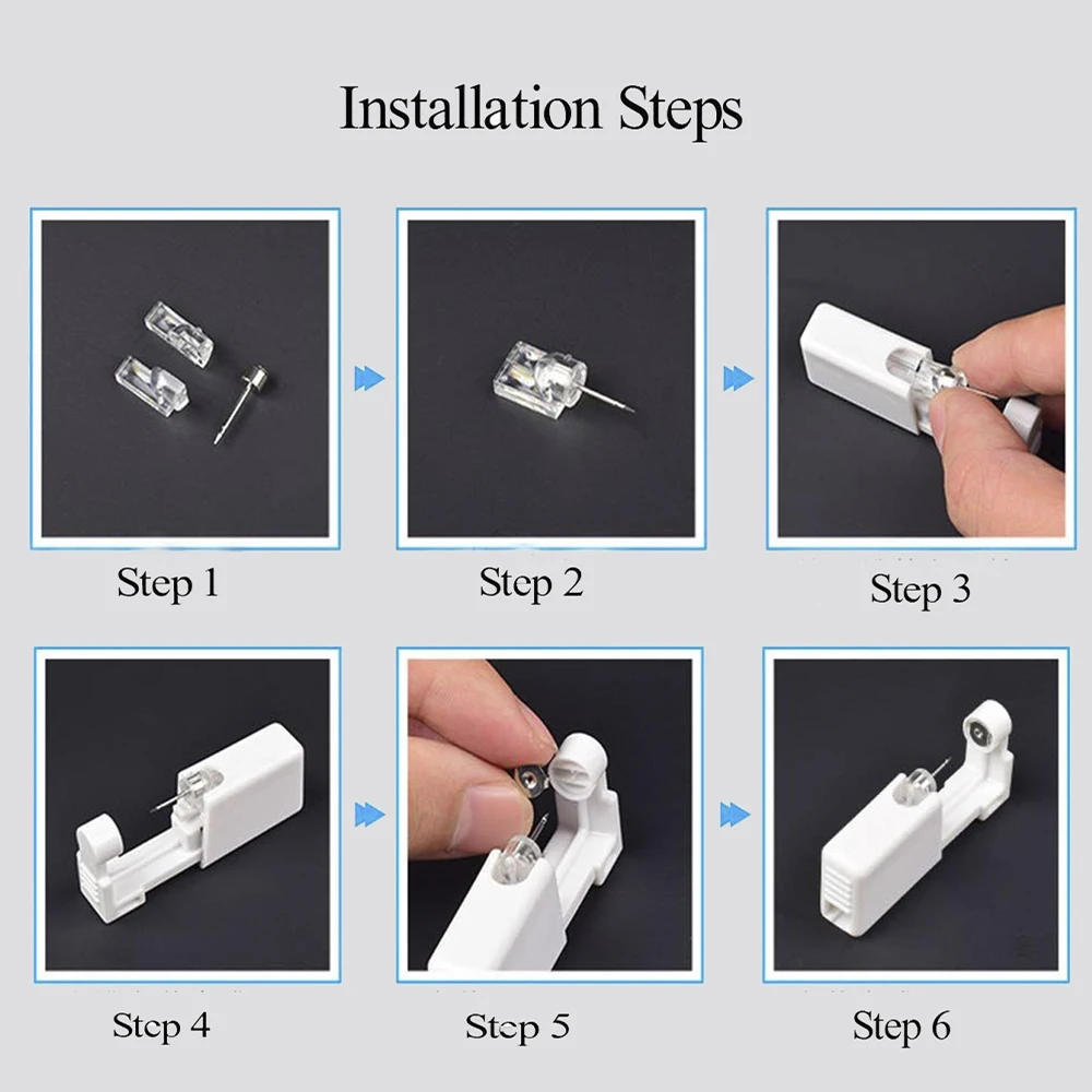 Easy to Use Disposable Sterile Ear Piercer 1 Set with Round Zircon Safe Ball Buckle Set Piercing Gun Body Piercing Jewelry