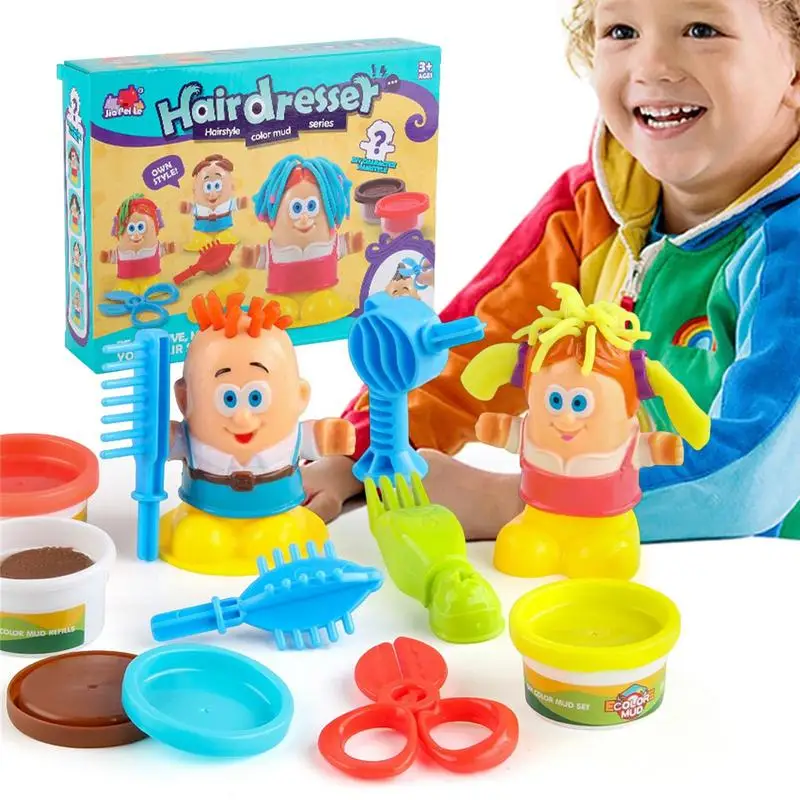 

Clay For Kids Toddler Hairdresser Shape Clay STEM Educational DIY Molding Set Easy Instructions Gift For Boys & Girls