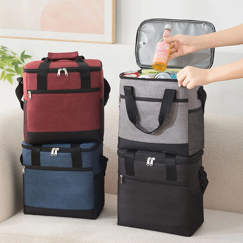 Portable Insulated Cooler Box Large Thermal Lunch Bags Outdoor Camping Bento Bags Trips BBQ Meal Drink Zip Pack Picnic Supplies sanne 20l lage capacity waterproof insulated lunch bag thermal backpack drink food accessories supplies product thermal ice bag